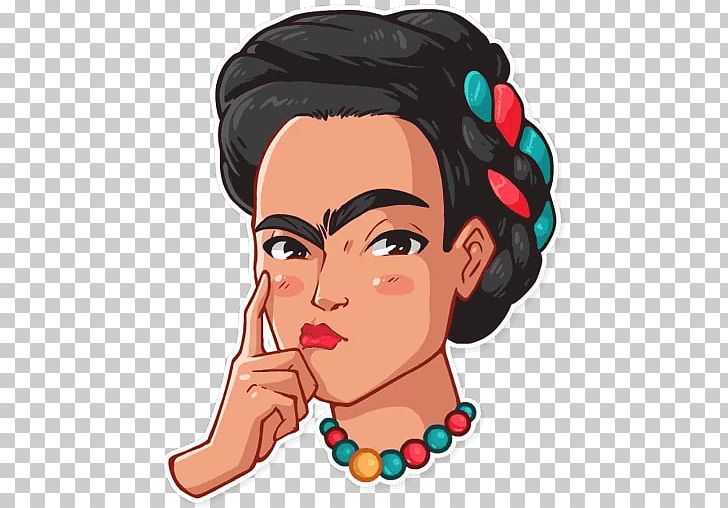 Frida Kahlo Telegram Sticker VKontakte PNG, Clipart, Art, Behavior, Brown Hair, Cheek, Ear Free PNG Download