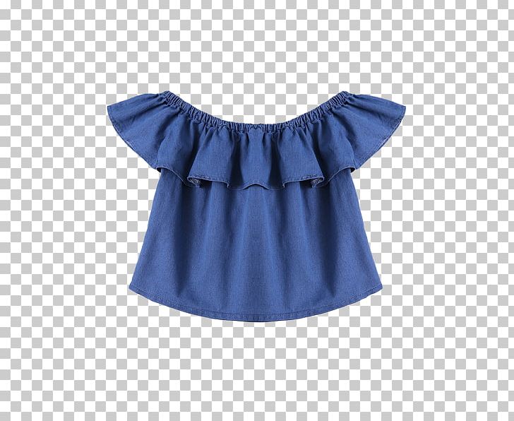 Shoulder Blue Sleeve Denim Ruffle PNG, Clipart, Blouse, Blue, Clothing, Day Dress, Denim Free PNG Download
