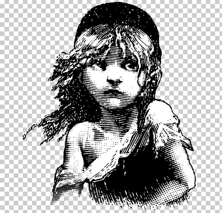 Les Misérables School Edition Cosette Inspector Javert Jean Valjean PNG, Clipart, Art, Beauty, Black And White, Black Hair, Cosette Free PNG Download