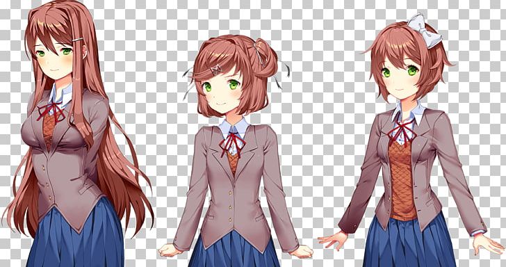 Doki Doki Literature Club! Team Salvato Sprite Reddit PNG, Clipart, Anime, Arm, Black Hair, Brown Hair, Cg Artwork Free PNG Download