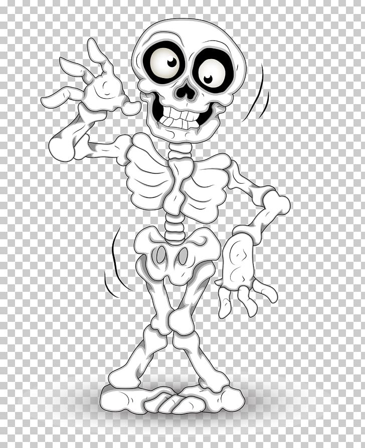 Human Skeleton Halloween PNG, Clipart, Black And White, Bone, Cartoon, Coloring Book, Drawing Free PNG Download