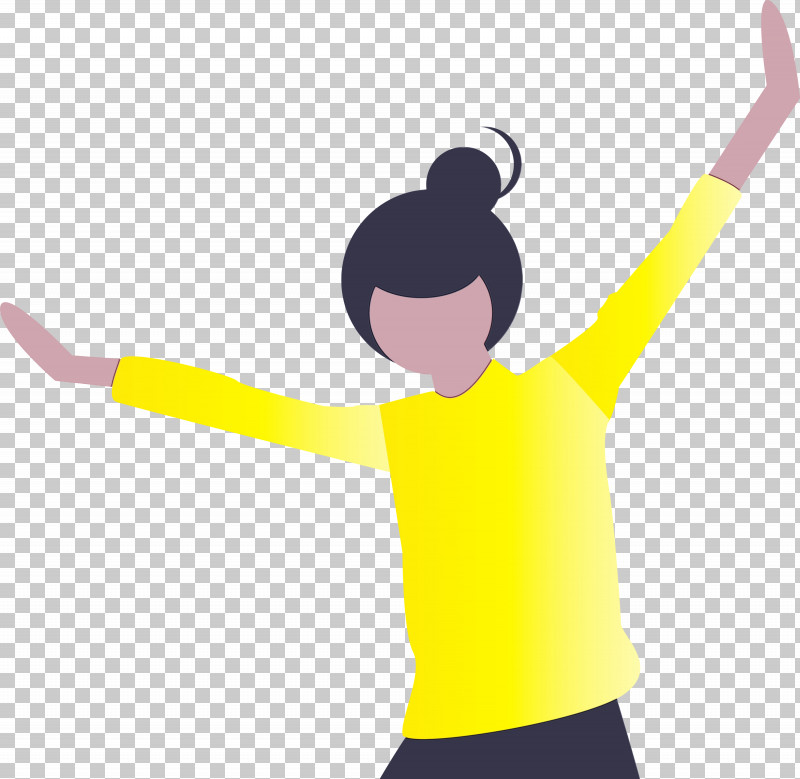 Yellow Arm Cartoon T-shirt Cheering PNG, Clipart, Abstract Girl, Arm, Cartoon, Cartoon Girl, Cheering Free PNG Download