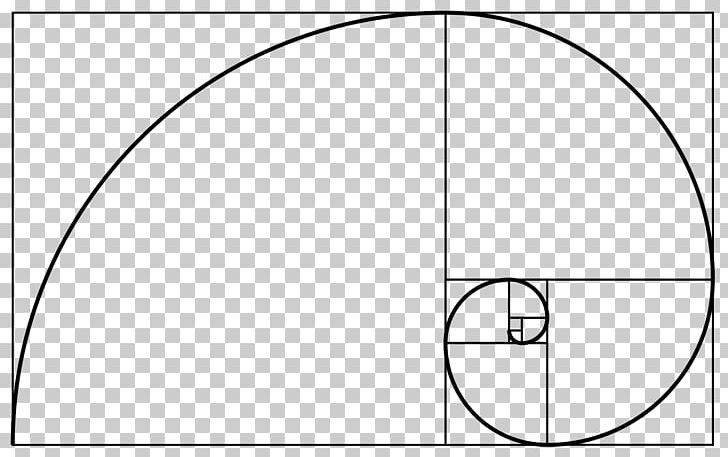 Golden Spiral Golden Ratio Fibonacci Number Golden Rectangle PNG, Clipart, Angle, Area, Black, Black And White, Circle Free PNG Download