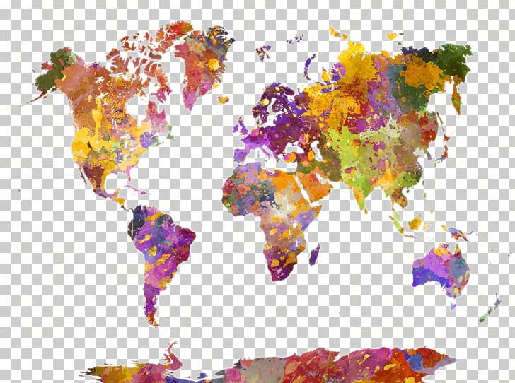 Watercolor Painting World Map Canvas PNG, Clipart, Color, Effect, Floral Design, Flower, Ink Free PNG Download