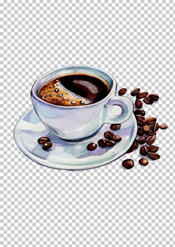 Coffee Tea Espresso Cafe Watercolor Painting PNG, Clipart, Bean, Beans, Brewed Coffee, Caffeine, Cappuccino Free PNG Download