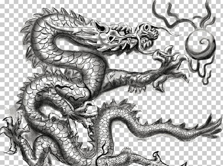 Dragon Drawing PNG, Clipart, Abstrac, Art, Bead, Black And White, Caught Free PNG Download