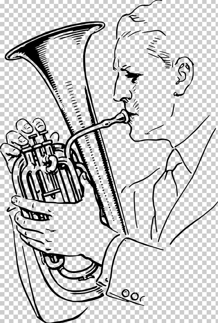Musical Instruments Drawing Line Art Trumpet PNG, Clipart, Arm, Art, Artwork, Black And White, Brass Instrument Free PNG Download