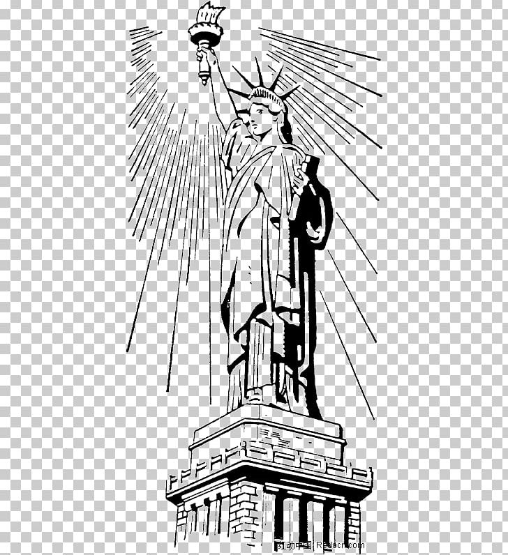 Statue Of Liberty Black And White Illustration PNG, Clipart, Art, Artwork, Background Black, Black, Black Hair Free PNG Download
