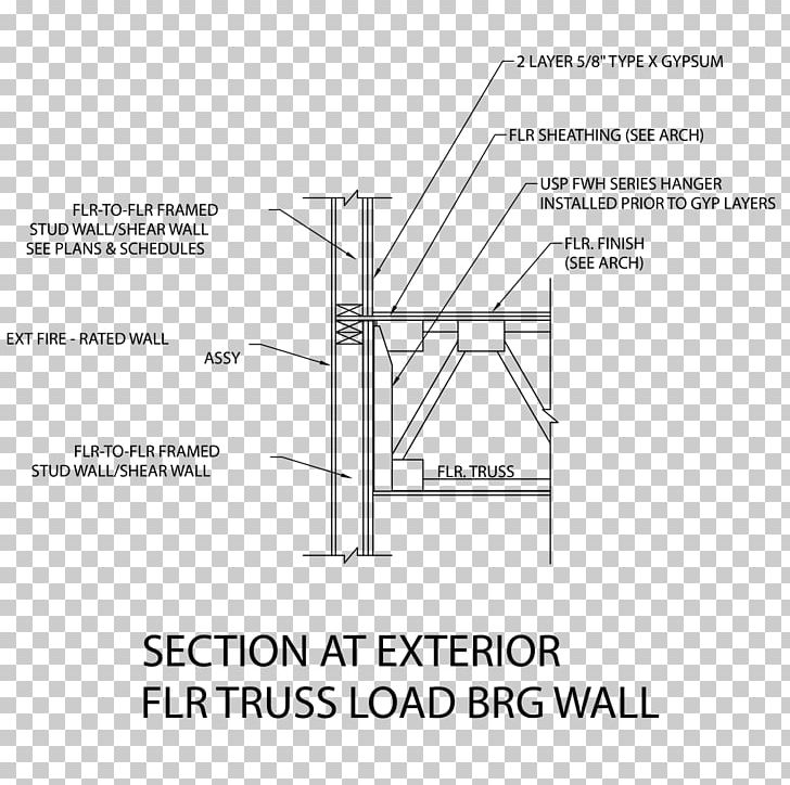 Joist Shear Wall Firewall Wood Framing PNG, Clipart, Angle, Architectural Engineering, Area, Black And White, Diagram Free PNG Download