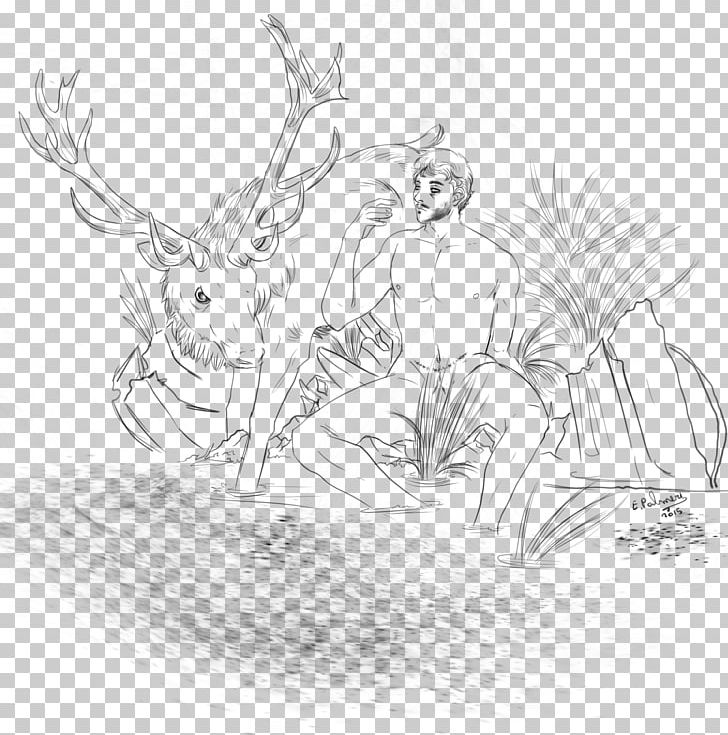Deer Hare Line Art Sketch PNG, Clipart, Animals, Antler, Art, Artwork, Black And White Free PNG Download