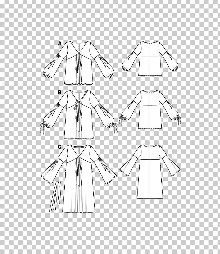 Dress Burda Style Sleeve Sewing Pattern PNG, Clipart, Angle, Area, Artwork, Bell Sleeve, Black And White Free PNG Download