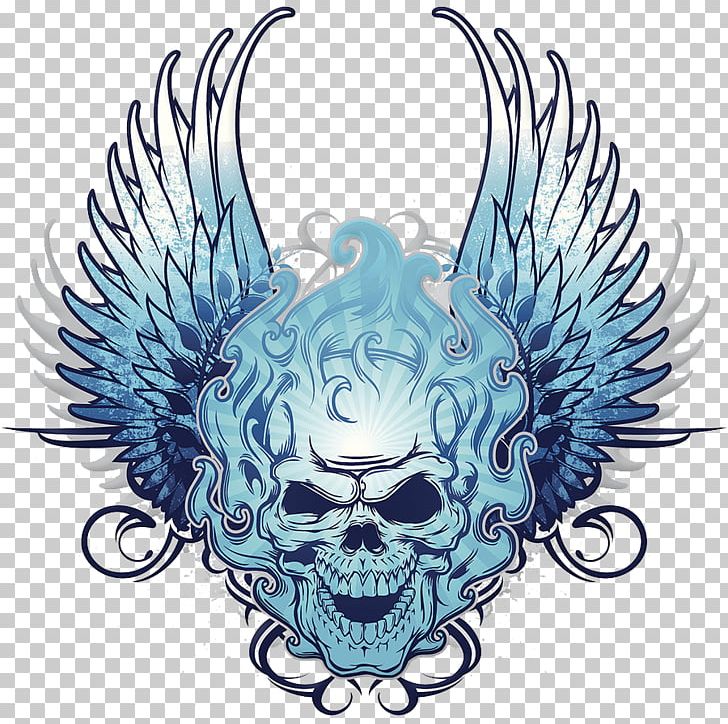 Skull Wing Flame PNG, Clipart, Blue, Bone, Effects, Face, Feather Free PNG Download