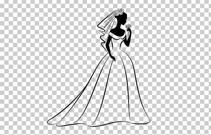 Wedding Dress Bride Veil Drawing PNG, Clipart, Arm, Artwork, Beauty, Black, Black And White Free PNG Download
