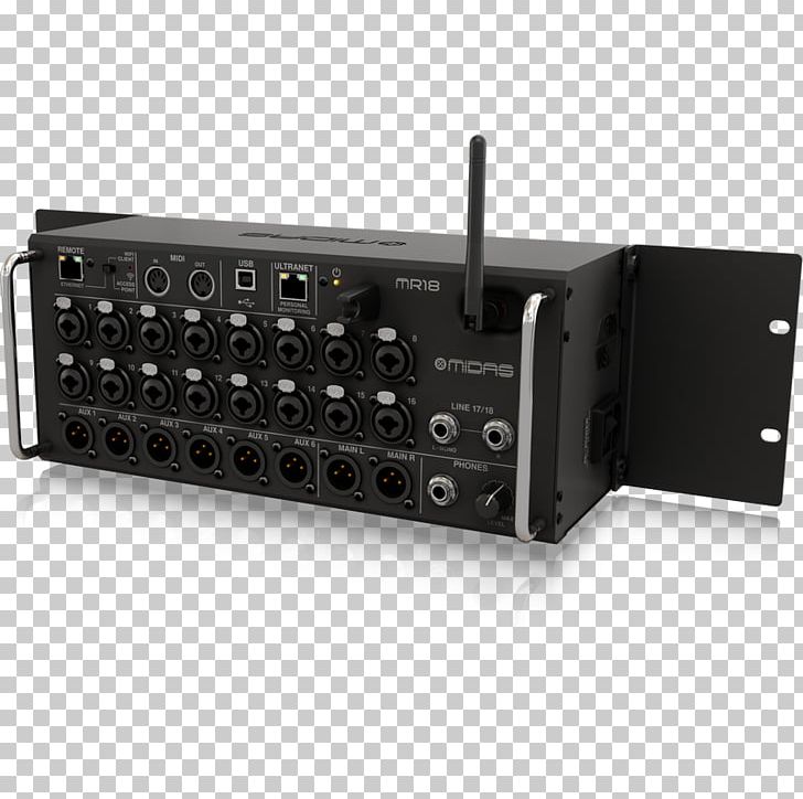 Digital Mixing Console Audio Mixers Midas MR18 Midas Consoles Midas M32R PNG, Clipart, 19inch Rack, Audio Equipment, Audio Receiver, Digital Mixing Console, Electronic Component Free PNG Download