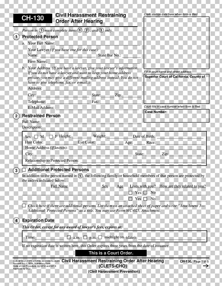 Civil Harassment Restraining Order California Court PNG, Clipart, Area, Black And White, California, Civil Law, Court Free PNG Download