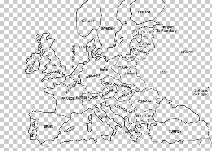 Black And White Map Of Europe During World War 2