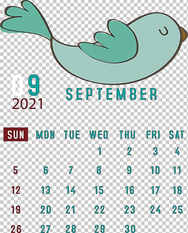 September 2021 Printable Calendar September 2021 Calendar PNG, Clipart, Aqua M, Beak, Biology, Green, Happiness Free PNG Download