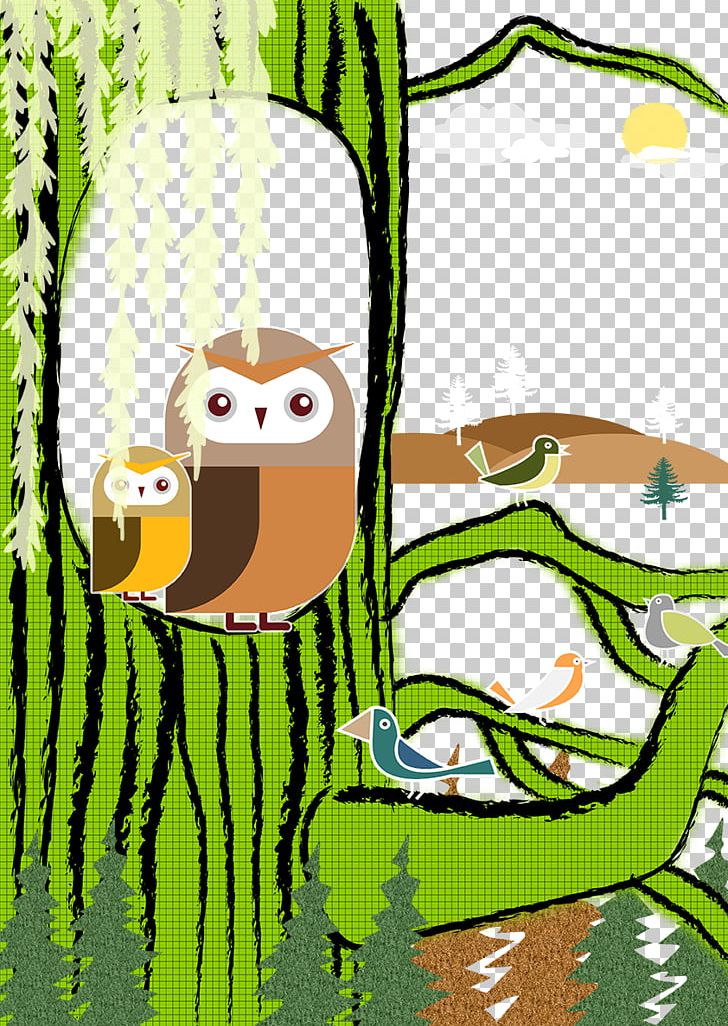 Bird Owl Tree Illustration PNG, Clipart, Beak, Bird, Bird Of Prey, Birds, Branch Free PNG Download