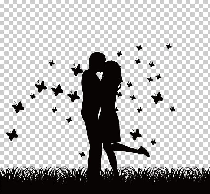 The Couple Under The Stars PNG, Clipart, Black And White, Cartoon, Computer Wallpaper, Couple, Font Free PNG Download