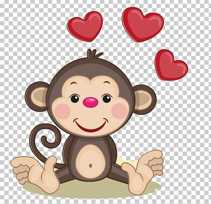 Monkey Heart Illustration PNG, Clipart, Animals, Cartoon, Character, Cute Animals, Cute Border Free PNG Download