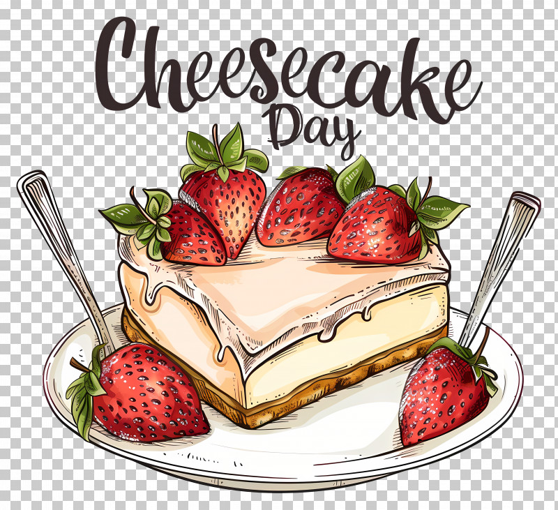 Cheesecake Day - Cheesecake Day With Strawberries PNG