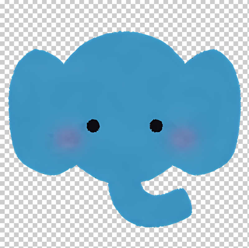 Nature - Blue Elephant Cartoon Face PNG