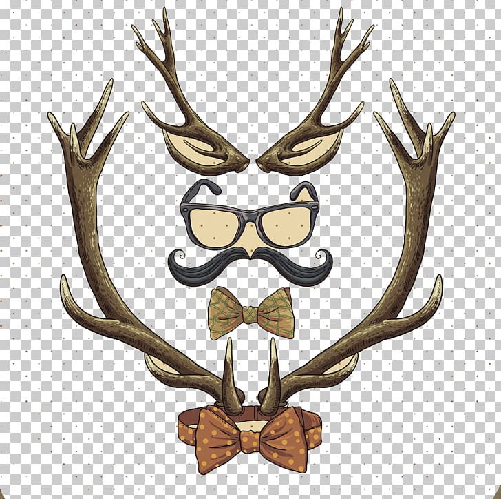 Reindeer Hipster Vintage Clothing PNG, Clipart, Antler, Antlers, Antlers And Bow Material, Antlers Vector, Bow Free PNG Download