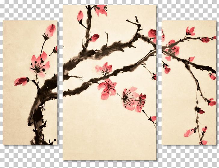 Japanese Art Cherry Blossom Painting PNG, Clipart, Branch, Canvas, Cherry, Chinese Painting, Flower Free PNG Download