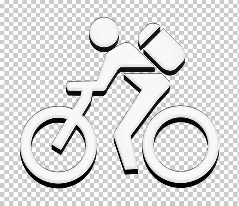 Transport Icon Man With A Bag In A Bicycle Icon Bike Icon PNG, Clipart, Bike Icon, Black, Black And White, Human Body, Jewellery Free PNG Download