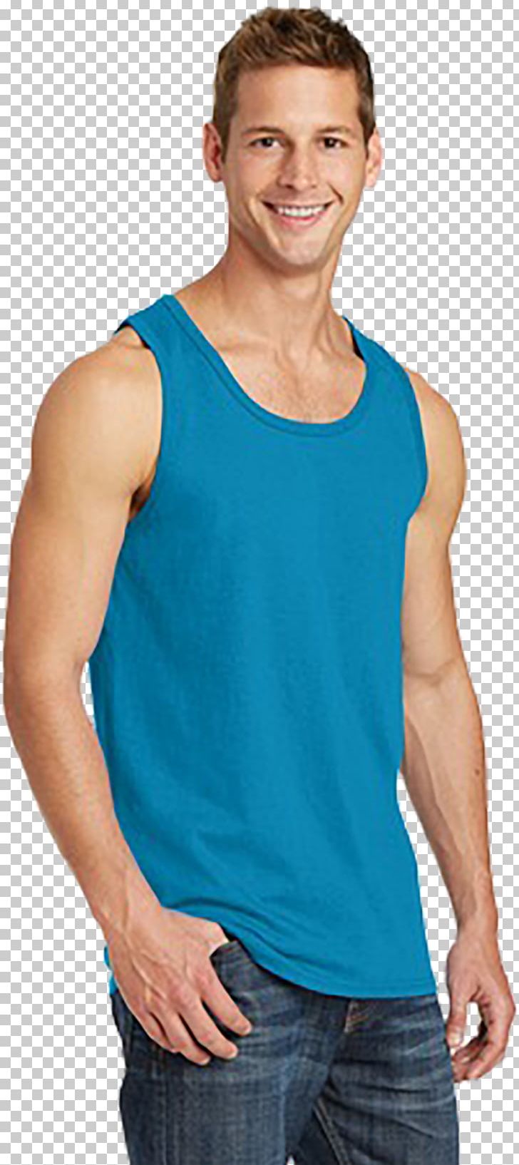 Sleeveless Shirt T-shirt Top Cotton PNG, Clipart, Abdomen, Active Tank, Aqua, Arm, Blue Free PNG Download