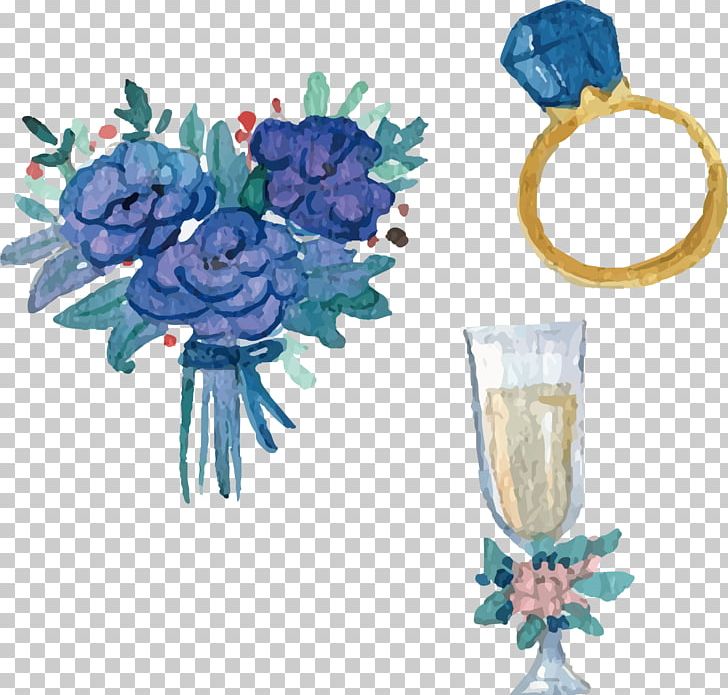 Wedding Ring Blue PNG, Clipart, Blue, Champagne, Diamond, Diamond Ring, Flower Free PNG Download