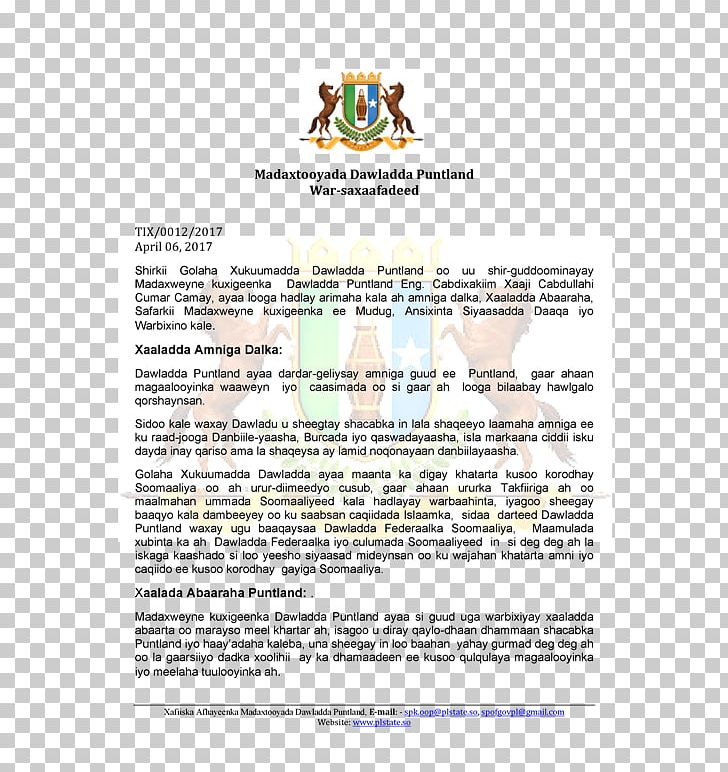 Tukaraq Garoowe Kismayo Mudug Bosaso PNG, Clipart, Abdiweli Mohamed Ali, Area, Document, Garoowe, Kismayo Free PNG Download