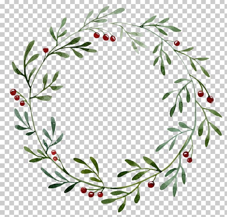 Wreath Christmas Watercolor Painting Illustration PNG, Clipart, Aquifoliales, Area, Berry, Branch, Christmas Decoration Free PNG Download