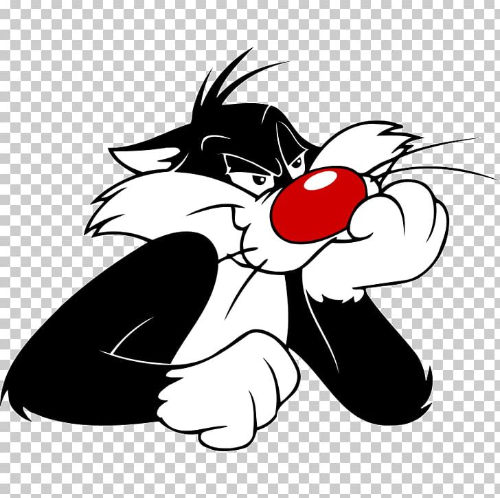 Sylvester Jr. Tweety Bugs Bunny Daffy Duck PNG, Clipart, Art, Artwork, Black, Black And White, Carnivoran Free PNG Download