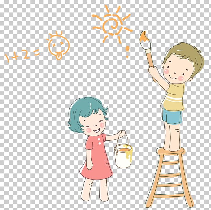 Child Painting Cartoon Illustration PNG, Clipart, Boy, Comics, Drawing Vector, Fictional Character, Friendship Free PNG Download