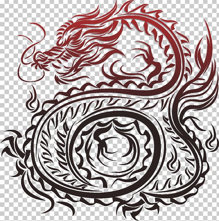 Chinese Dragon PNG, Clipart, Art, Artwork, Black And White, Chinese Dragon, Circle Free PNG Download