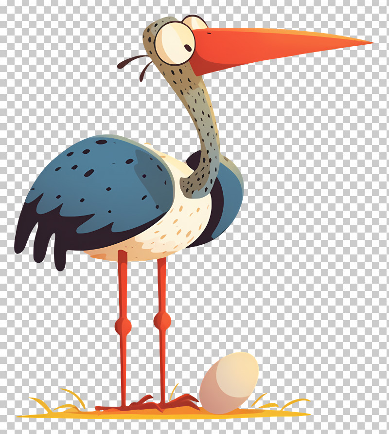 Cute Stork - Funny Cartoon Stork With Egg PNG