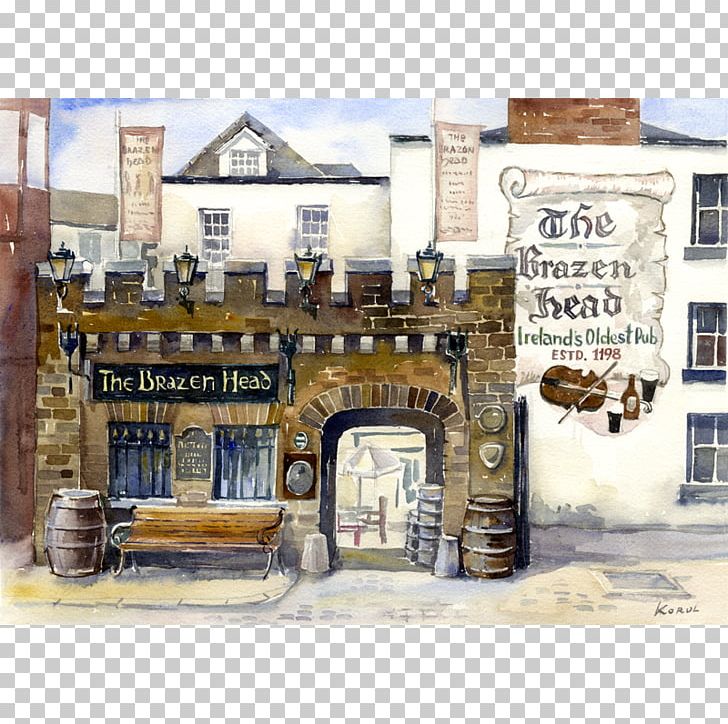 The Brazen Head Paper Watercolor Painting The Temple Bar PNG, Clipart, Art, Canvas, Facade, Giclee, Painting Free PNG Download