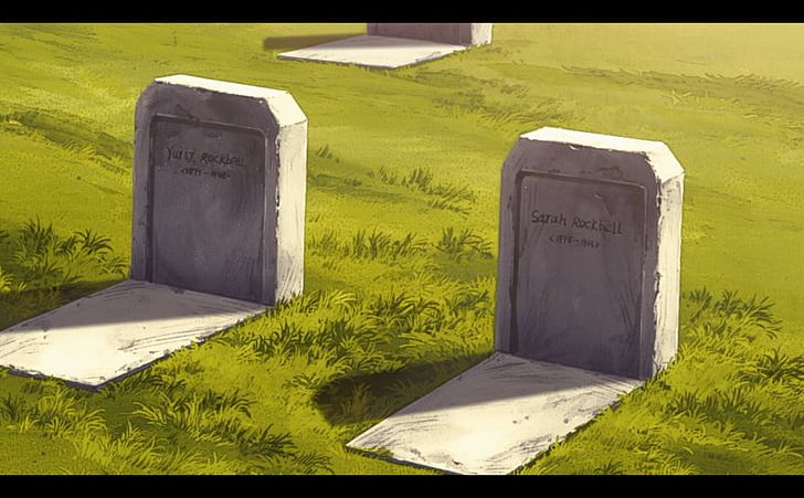 Lexica - Anime group of friends, men and women, pay their respects at a  tombstone in a cemetery, Studio Ghibli