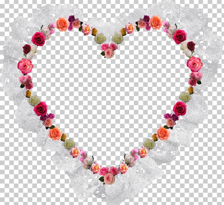 Heart Valentine's Day Frames Love Garden Roses PNG, Clipart, Bead, Body Jewelry, Fashion Accessory, Garden Roses, Heart Free PNG Download