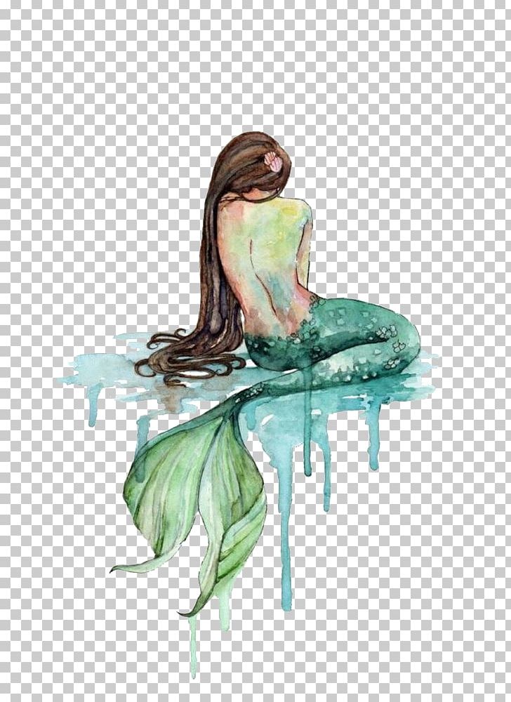 Paper Mermaid Watercolor Painting Printing PNG, Clipart, Canvas Print, Cartoon, Fantasy, Fashion Illustration, Fictional Character Free PNG Download