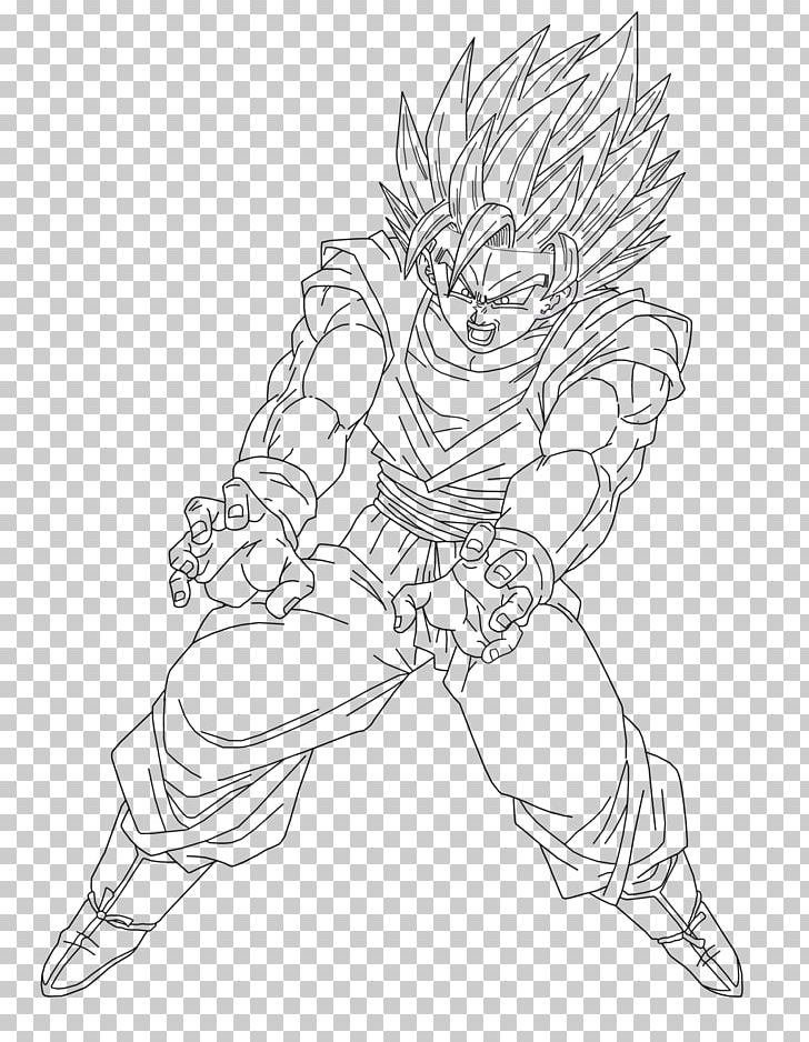 Goku Line Art Gohan Super Saiya Sketch PNG, Clipart, Angle, Arm, Artwork, Black, Black And White Free PNG Download