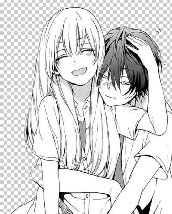 Anime couple black and white
