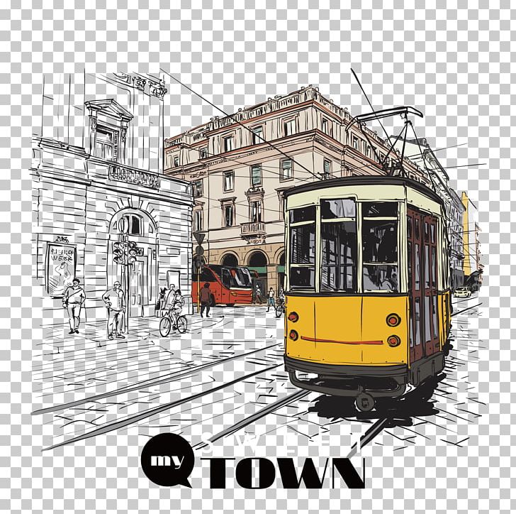 Tram Fashion Drawing Illustration PNG, Clipart, Bus, Bus Stop, Bus Vector, Cable Car, Color Free PNG Download