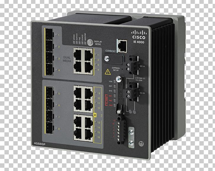Network Switch Cisco Systems Industrial Ethernet Small Form-factor Pluggable Transceiver Power Over Ethernet PNG, Clipart, Cisco, Cisco Catalyst, Cisco Ios, Computer Component, Computer Network Free PNG Download