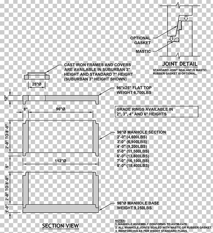 Manhole Precast Concrete Storm Drain Diagram Gasket PNG, Clipart, Angle, Black And White, Brand, Building, Columbia Free PNG Download