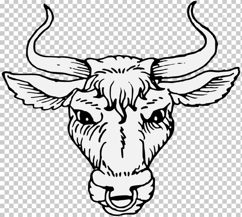 Horn Bovine Head Snout Black-and-white PNG, Clipart, Blackandwhite, Bovine, Bull, Cowgoat Family, Head Free PNG Download