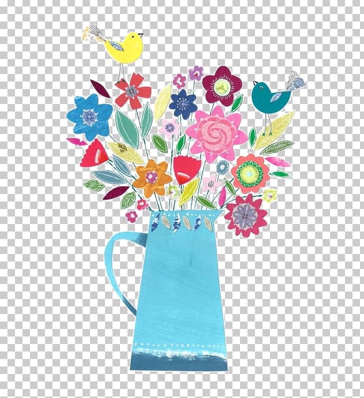 Birthday Floral Design Vase PNG, Clipart, Animal, Art, Bird, Blue, Flower Free PNG Download