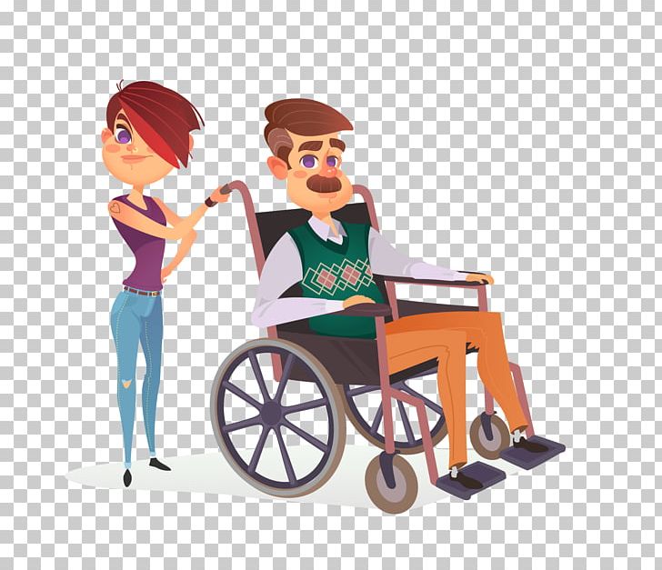 Disability Wheelchair Illustration PNG, Clipart, Cartoon, Character, Christmas Grandpa, Crutch, Daughter Free PNG Download