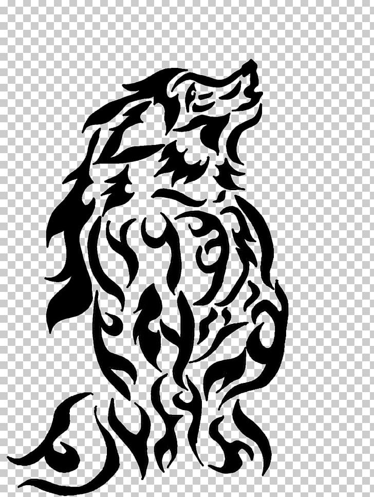 Tattoo Art Drawing Gray Wolf PNG, Clipart, Art, Big Cats, Black, Black And White, Carnivoran Free PNG Download